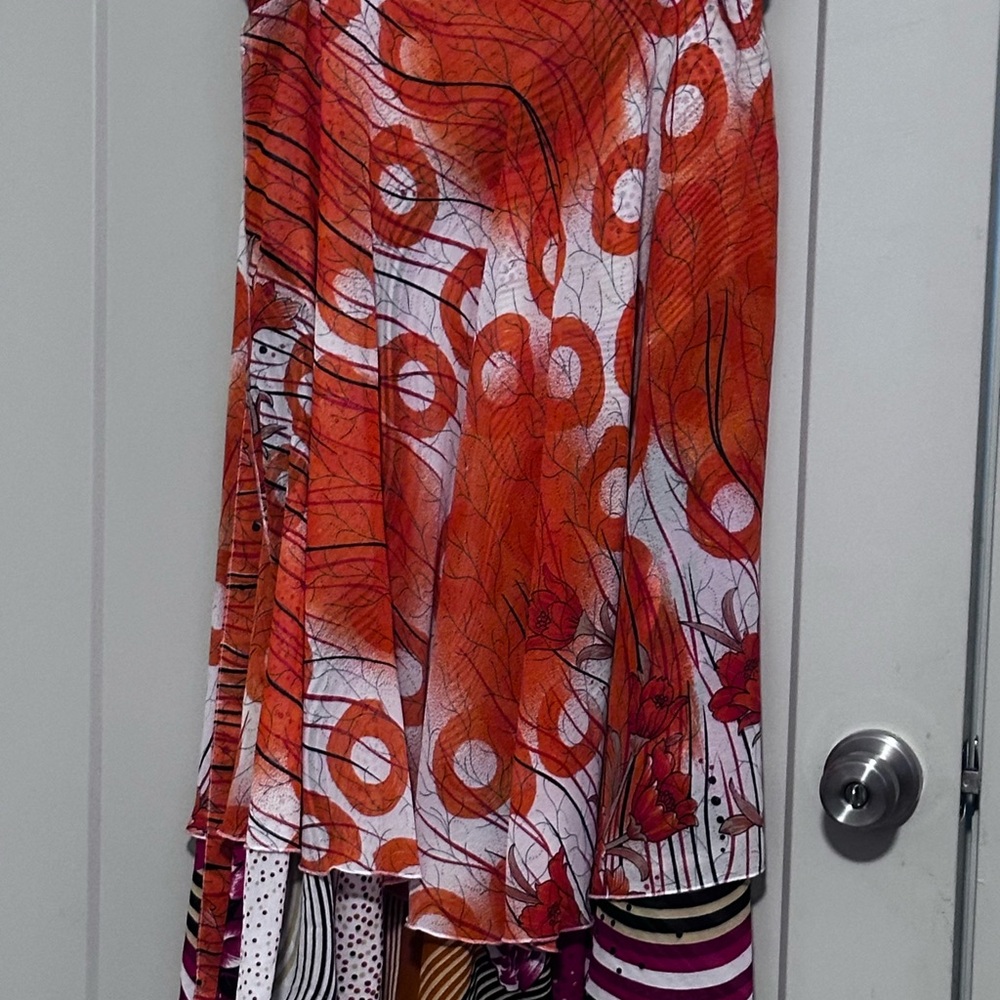 Vibrant Orange Patterned Skirt - image 2